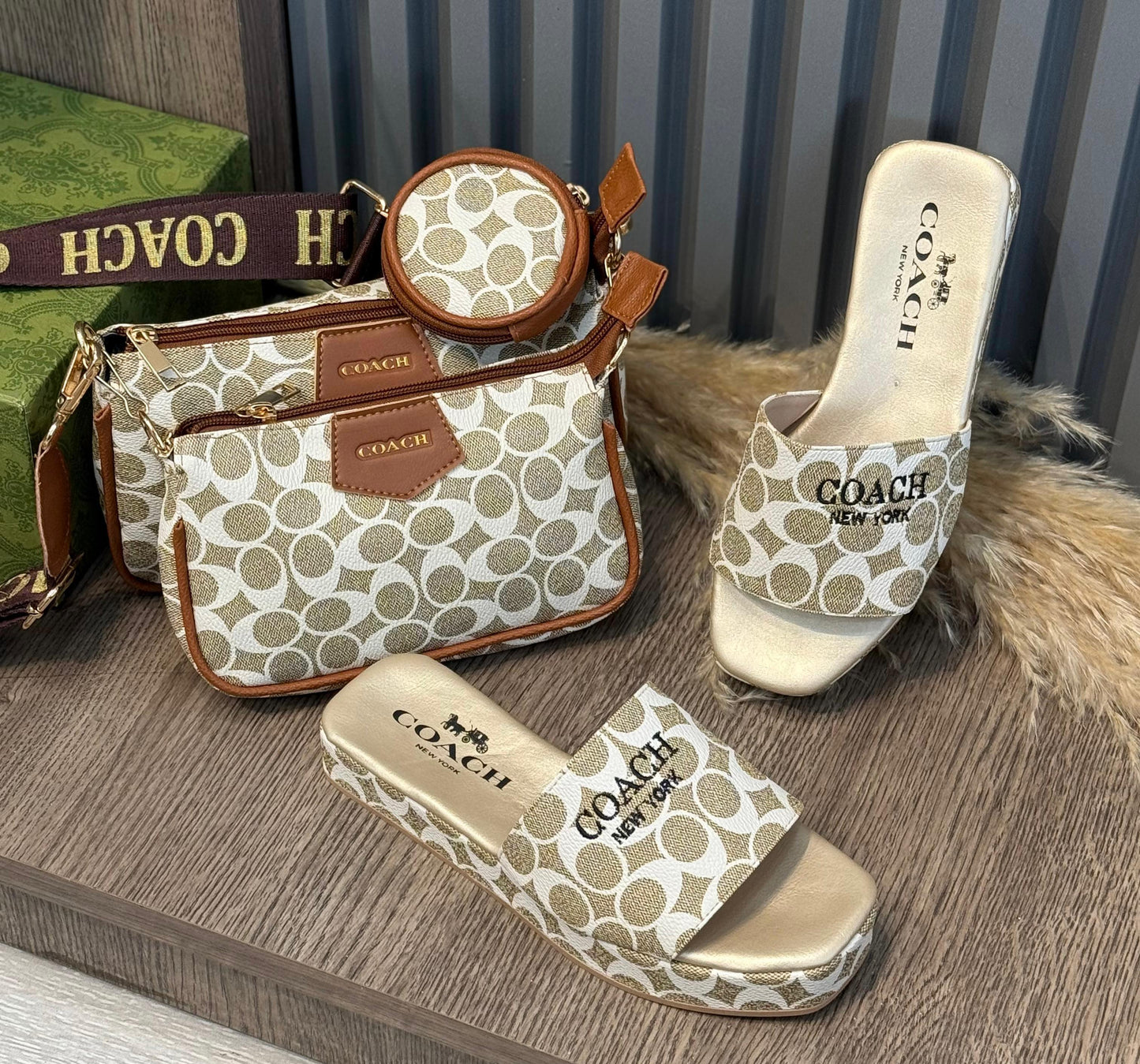 COMBO DE BOLSO + SANDALIAS COACH